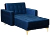 Chaise longue in velluto blu marino