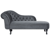 Chaise longue de terciopelo gris izquierdo