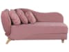 Chaise longue velluto rosa con contenitore lato sinistro