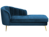 Chaise longue côté gauche en velours bleu marine