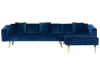 Sofá cama esquinero de terciopelo azul izquierdo