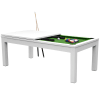 Umwandelbarer Billardtisch, weiß mit grünem Teppich