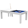 Tavolo da biliardo trasformabile bianco con tappeto blu