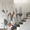 Papier peint panoramique végétal 425 x 250 cm gris