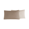 2 taies d'oreiller bicolores en percale coton taupe/ficelle 50x70 cm