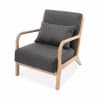 Skandinavischer Sessel aus Holz mit Stoffbezug, Dunkelgrau