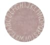 Alfombra lavable redonda abecedario de algodón rosa 150ø