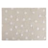 Tappeto lavabile a pois bianchi in cotone beige 120x160