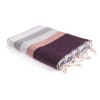 Fouta tricolore coton 100x200 gris / rose / prune