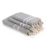 Foutas de bain (1+2) coton gris perle 100x200 + 50x80 (x2)