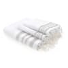 Set bain, 1 fouta + 2 serviettes coton  100x200 blanc / argent