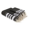 Set bain, 1 fouta + 2 serviettes coton 100x200 noir / blanc