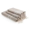 Foutas de bain (1+2) coton taupe clair 100x200 + 50x80 (x2)