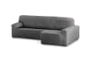 Funda de sofá chaise longue elástica derecha gris oscuro 250 - 360 cm