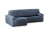 Funda de sofá chaise longue elástica izquierda azul 250 - 360 cm