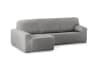Funda de sofá chaise longue elástica izquierda gris claro 250 - 360 cm