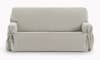 Housse de canapé 2 places avec des rubans taupe 140 - 180 cm