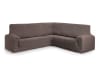 Funda de sofá rinconera 3+1 elástica marrón 450 cm