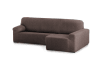 Funda de sofá chaise longue elástica derecha marrón 250 - 360 cm