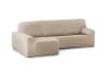 Funda de sofá chaise longue elástica izquierda beige 250 - 360 cm