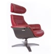 Fauteuil relax  en cuir rouge et bois noir