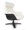 Fauteuil relax en cuir blanc et bois noir