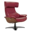 Fauteuil relax en cuir rouge et chêne Naturel