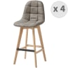 Chaise de bar vintage microfibre marron clair pieds chêne(x4)