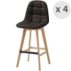 Chaise de bar vintage microfibre marron foncé pieds chêne(x4)