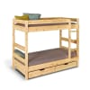 Pack lit superposé avec tiroirs et 2 matelas bois massif 90x190 cm