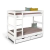 Pack lit superposé avec tiroirs bois massif blanc 90x190 cm