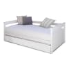 Pack lit gigogne avec 2 matelas bois massif blanc 80x190 cm