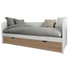 Pack lit gigogne avec 2 matelas bois massif blanc et bois 80x190 cm