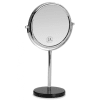 Miroir grossissant x5 en métal chromé et base ronde en marbre noir