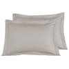 Lot de 2 taies d'oreiller rayées en satin de taupe 50x70 cm