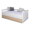 Pack lit gigogne avec 2 matelas bois massif blanc et bois 90x190 cm