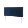 Tête de lit tapissée 160x100 cm bleu, velours, pieds en bois