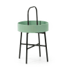 Mesa auxiliar redonda de metal verde y negro mate