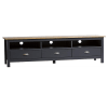 Mueble tv 3 cajones, madera maciza, color gris antracita, 158 cm