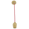 Hängeleuchte aus Holz mit rotem Kabel Ø5cm