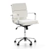 Sillón de oficina reclinable blanco, piel sintética, altura ajustable