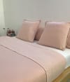 Sábana de punto 100% algodón rosa para cama de 135 cm con almohada