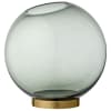 Vase globe verre et laiton large D21cm