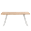 Mesa de comedor 200 tapa madera roble y patas metalicas blanco
