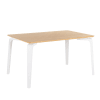 Mesa de comedor 140 tapa madera roble y patas metalicas blanco