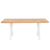 Mesa de comedor 140 tapa madera roble y patas metalicas blanco