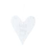 Pendentif cœur en bois blanc et écriture argentée