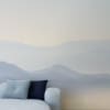 Papier peint panoramique misty mountains 255 x 250 cm bleu