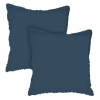 Set de 2 taies d’oreiller unies finition à franges Bleu Nuit 65x65cm