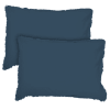 Set de 2 taies d’oreiller unies finition à franges Bleu Nuit 50x70cm